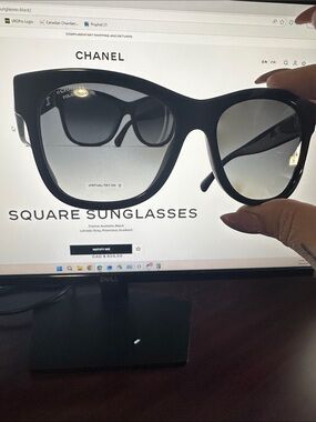 CHANEL Black Square Sunglasses with Grey Gradient Lenses